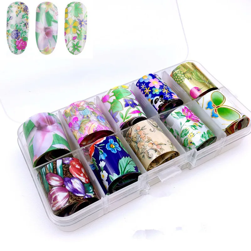 

10 рулонов теплая переводная Фольга для дизайна ногтей с изображением девушки звездного неба Наклейки Листы цветов панды наклейки для дизай...