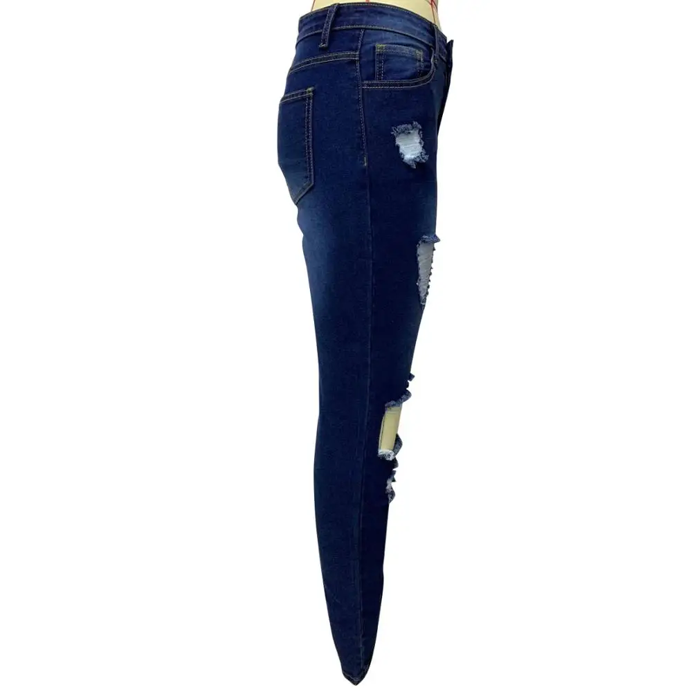

2021 Ladies Fashion Casual Ripped Jeans High Waist Skinny Pencil Pants