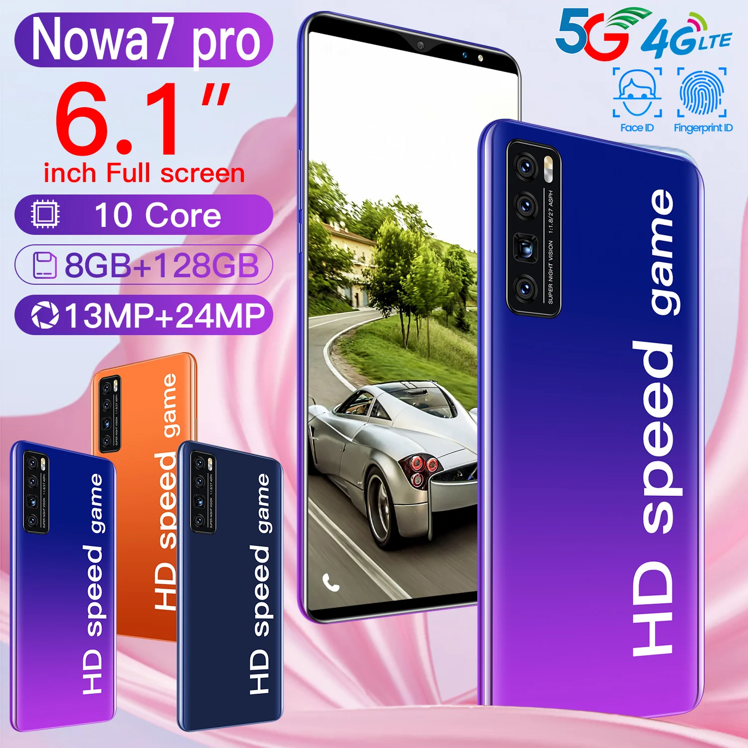 

Global Version nowa7 8+128GB Smartphone MTK6889 10-Core 24MP Camera 6.1" HD Screen 4800mAh Battery Dual SIM Android cellphone