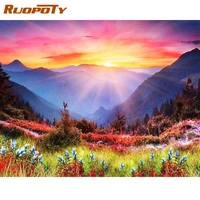 ruopoty 5d diamond painting full square mountain sunset scenery diamond embroidery rhinestones pictures mosaic cross stitch craf
