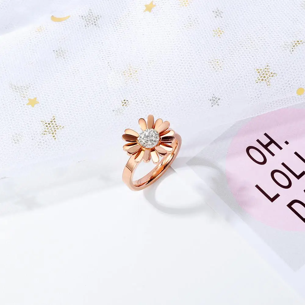 Женские кольца из нержавеющей стали розовое золото роскошные женские с большим