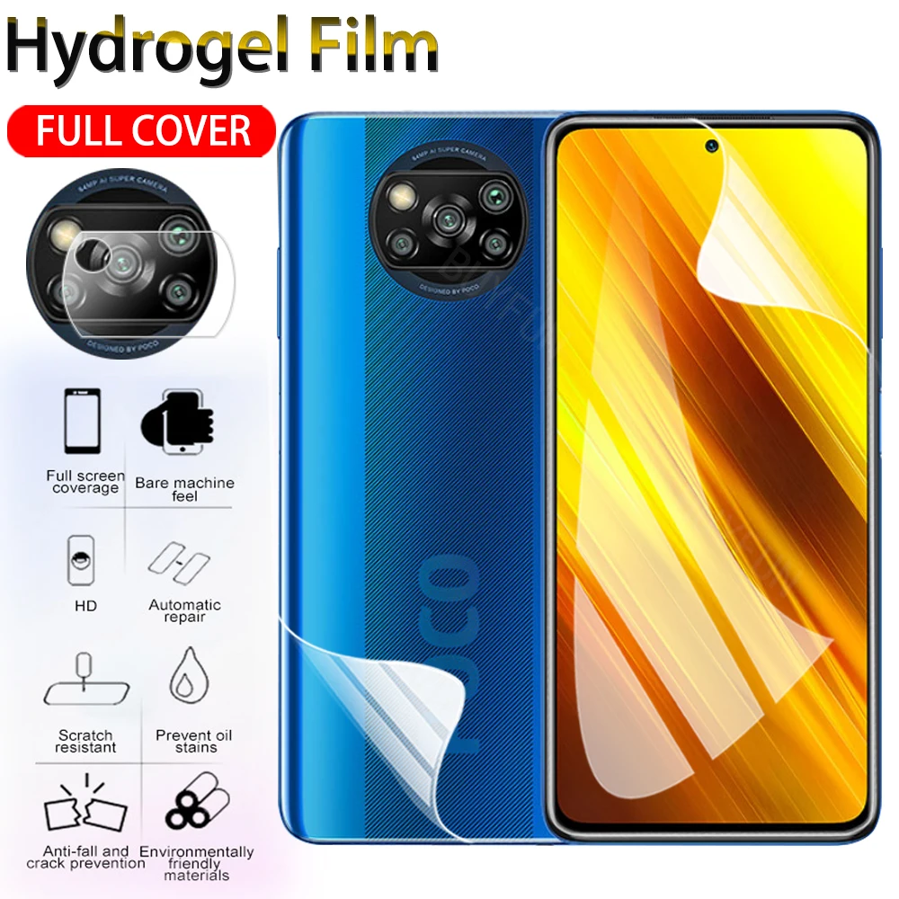 

Гидрогелевая защитная пленка 3-в-1 для xiaomi poco X3 NFC, с пленкой для объектива камеры и задней пленкой для xiaomi pocophone x3 nfc