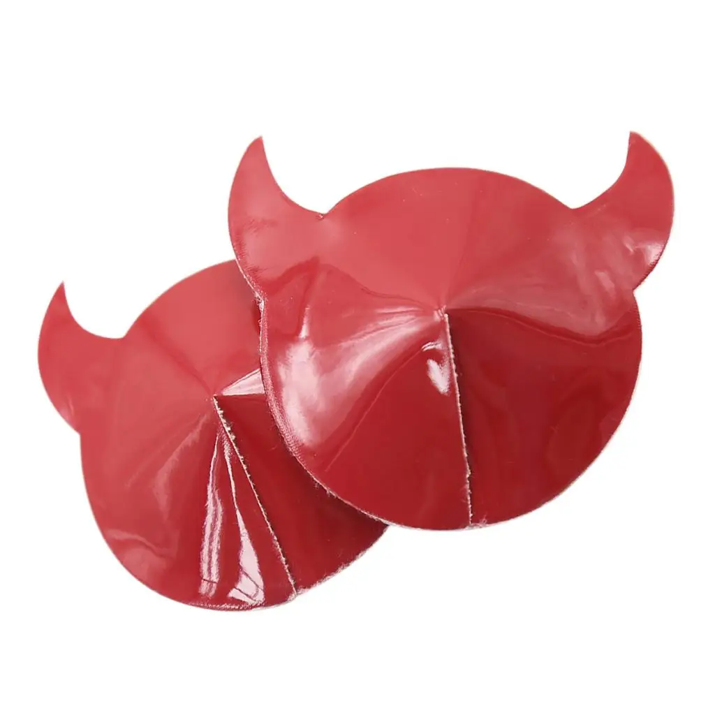 

Red Leather Pasties Adhesive Ox Horn Nipple Covers Breast Stickers Sticky