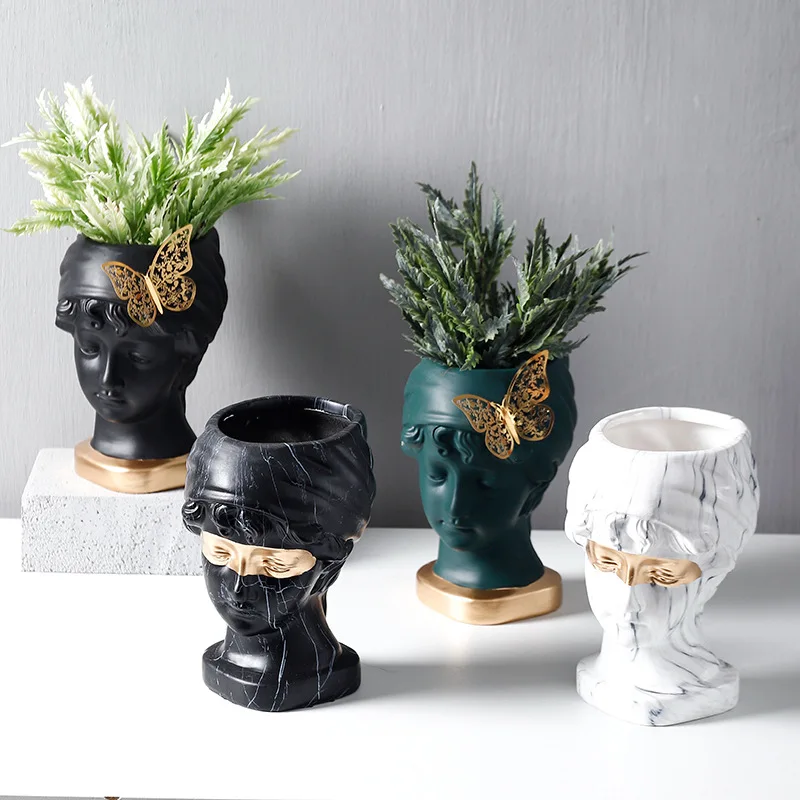 

Nordic Style Human Head Creative Ceramic Potted Plant Pot Succulent Vase Home Decoration Ornaments Dried Flower Vase Seedlings