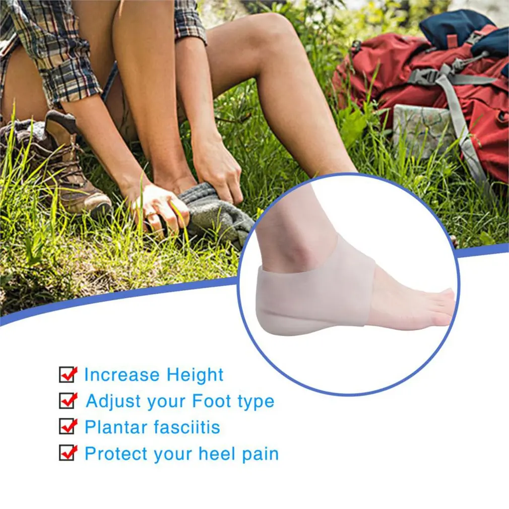 

Foot Heel Protector Increase Silicone Half Insole Insert Invisible Heightening Pad Anti-crack Unisex Feet Care a pair