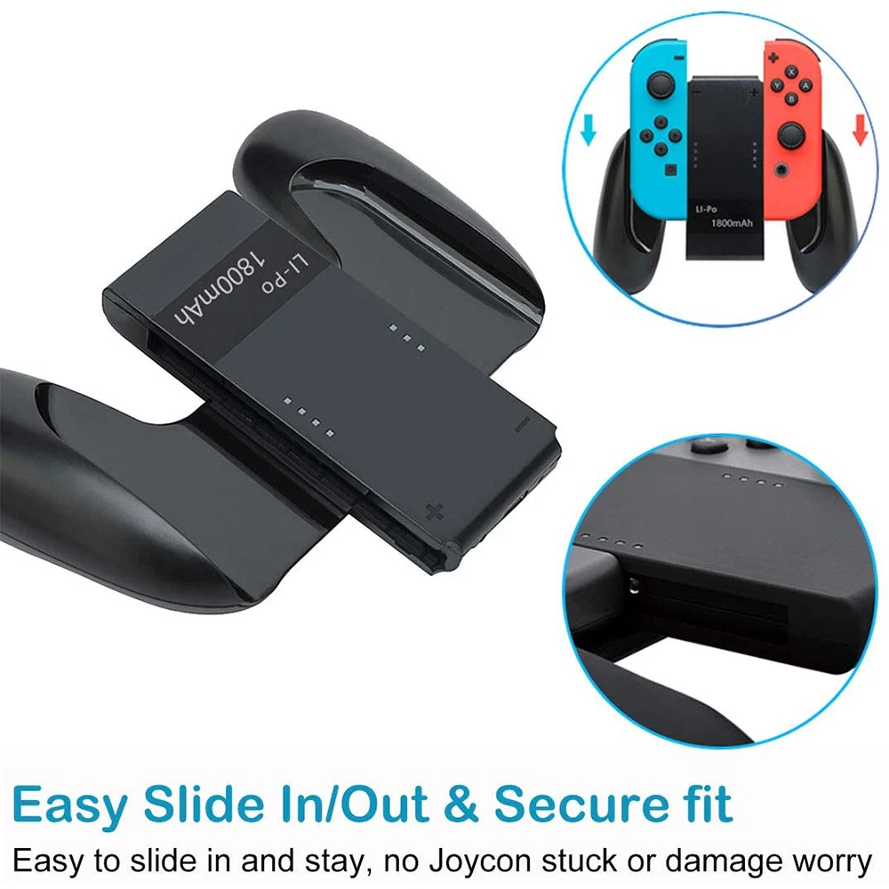 

Joy Con Charging Grip with 1800mAh Battery 2-in-1 Comfort Grip for Nintendo Switch Joy-Con Controller Joycon Charger with cable