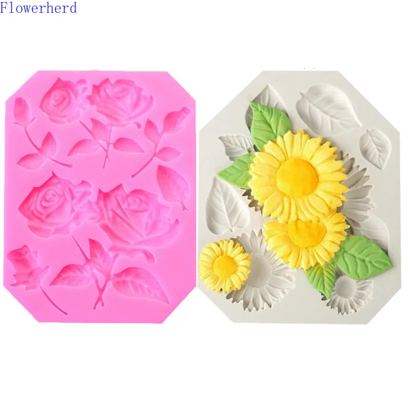 Роза подсолнечника силиконовые формы в виде цветка с рисунком &quotПодсолнух&quot