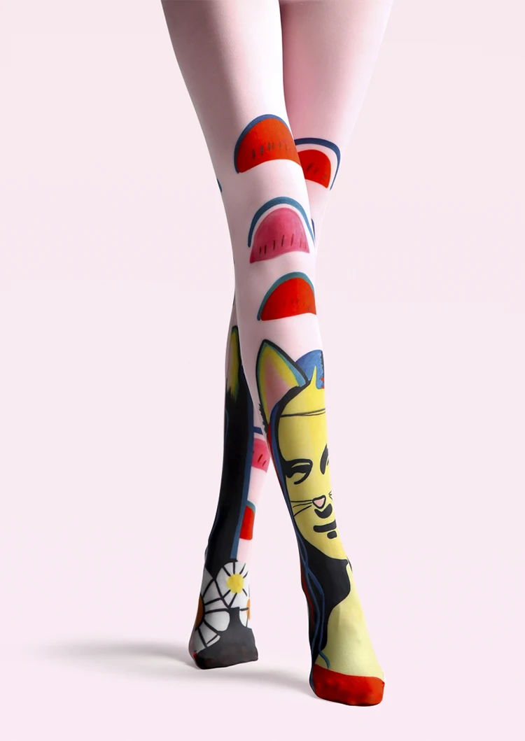 VP уникальные чулки Колготки с рисунком арбуза Мона Лиза высококачественные