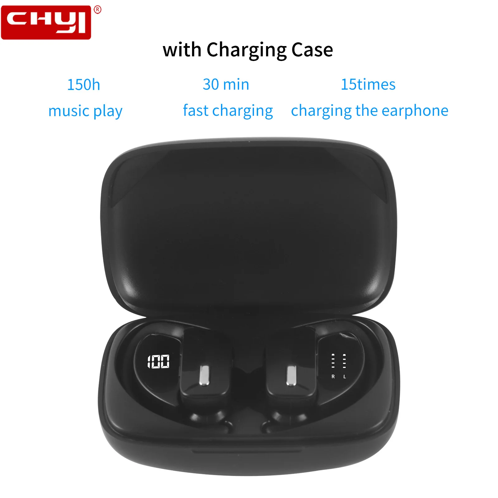 Bluetooth-гарнитура CHYI модные черные Беспроводные наушники с заушником музыкальные