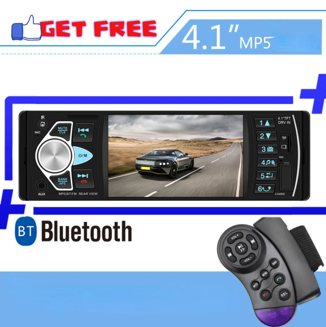 

Автомагнитола 1 Din 4,1 дюйма Bluetooth аудио видео MP5 плеер TF USB быстрая зарядка ISO Удаленная стереосистема головное устройство 7805C
