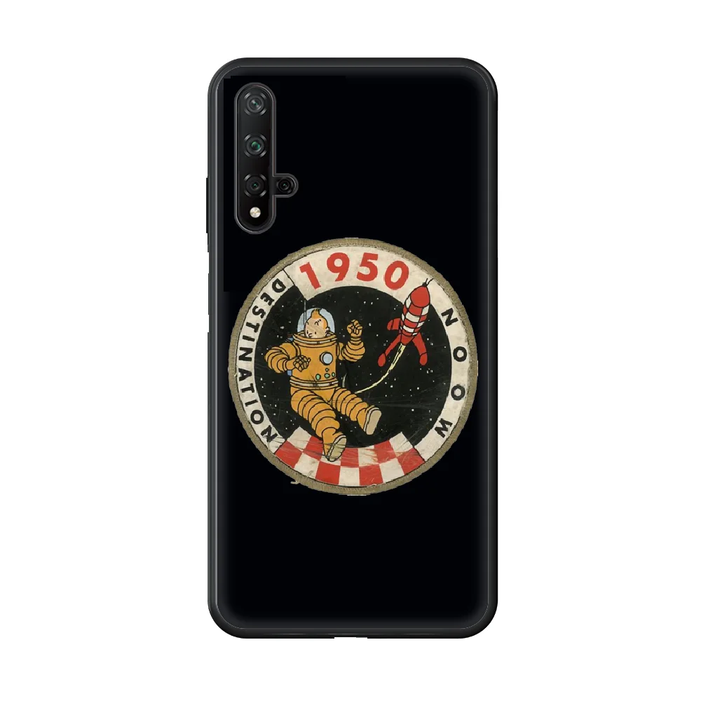 

Tintin Ddark Illustration Phone Case hull For huawei honor 7 8 9 10 20 A S X Lite Pro black cover painting back pretty