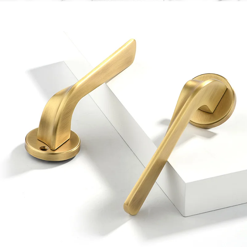 

Brush Gold Door Lock Light Luxury European American Modern Solid Wood Interior Door Lock Bedroom Split Handle Knob