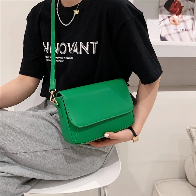 

Модная женская сумка через плечо с цепочками, Повседневная однотонная сумка через плечо для женщин, 2021, дизайнерская Брендовая женская сумк...