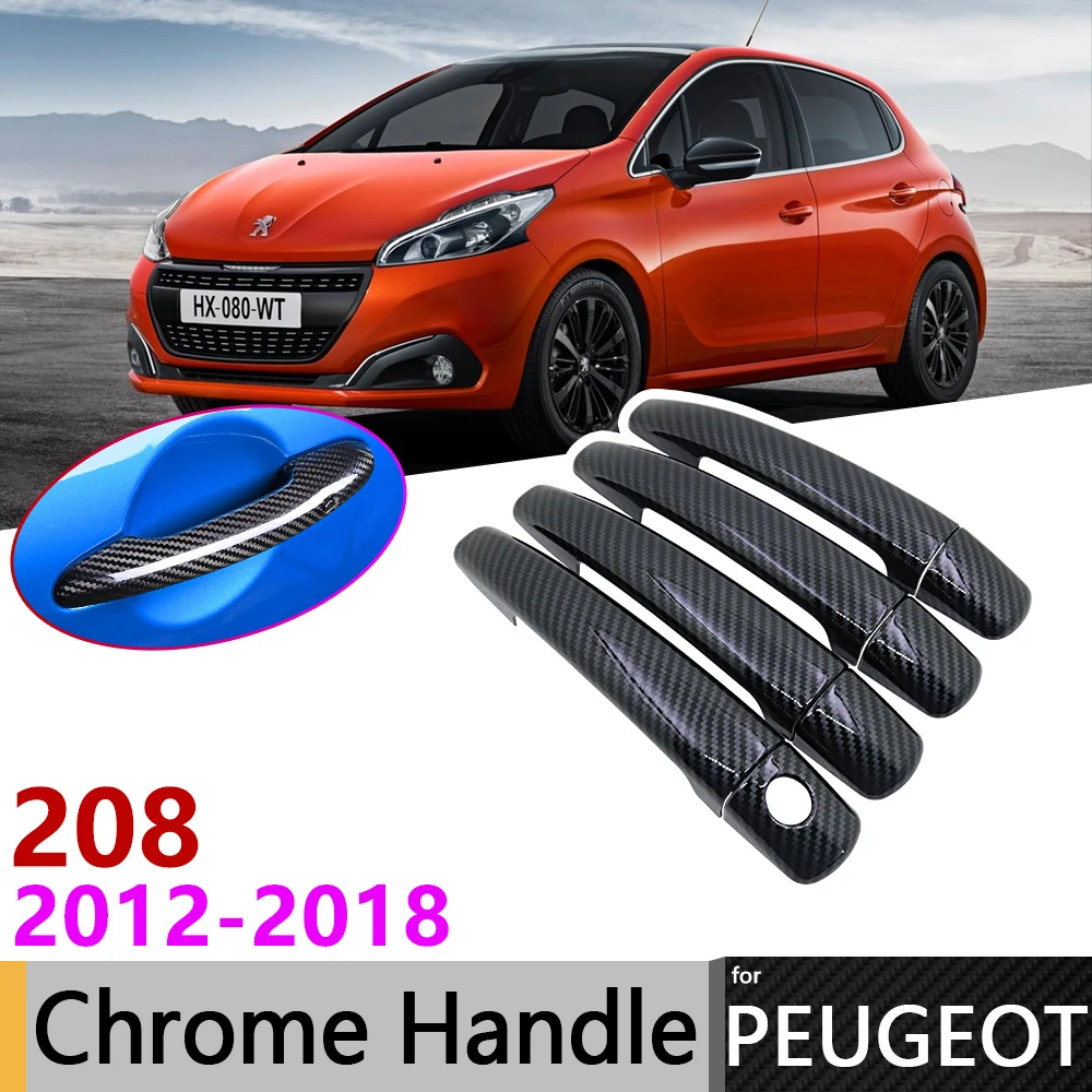 Черное углеродное волокно внешняя дверная ручка Крышка для peugeot 208 2012 ~ 2018 2013 2014 2015
