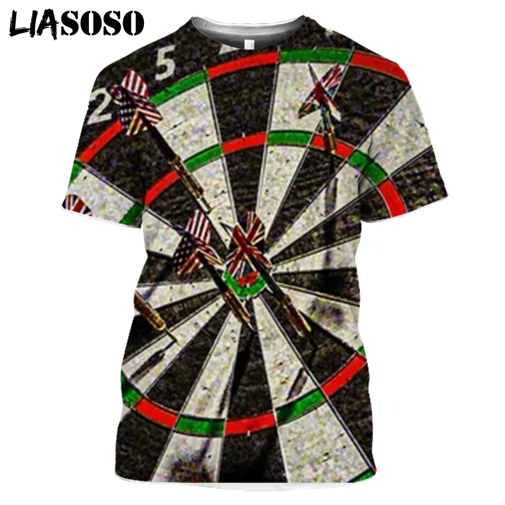 

LIASOSO Darts 3D Printed T-shirt Summer Short-Sleeved Men's Casual Hip-Hop Harajuku Women Fashion Interesting Pullove Topsr