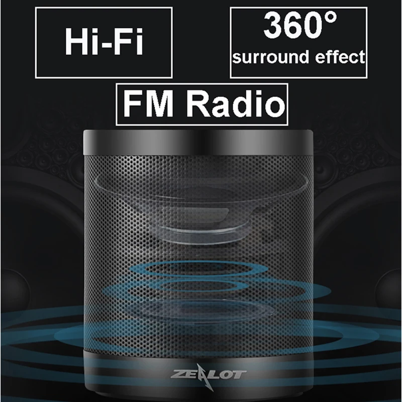 Zealot S5 мини беспроводной Bluetooth динамик Портативный Hi-Fi объемный стерео сабвуфер громкий динамик s поддержка AUX TF FM радио