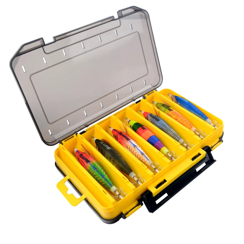 

Double Sided Fishing Tackle Box 14 Compartments Fishing Accessories Bait Lure Hook Storage Box Plastic Storage Case
