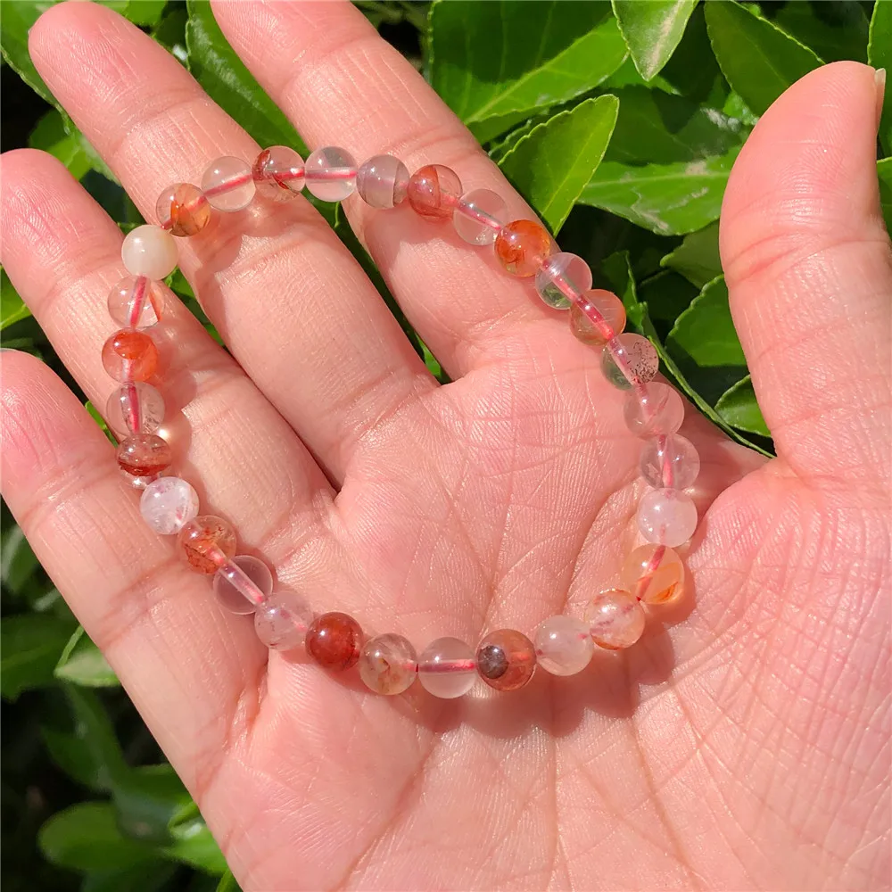 1 шт. натуральный красный гематоидный кварцевый браслет круглые бусины кристалл