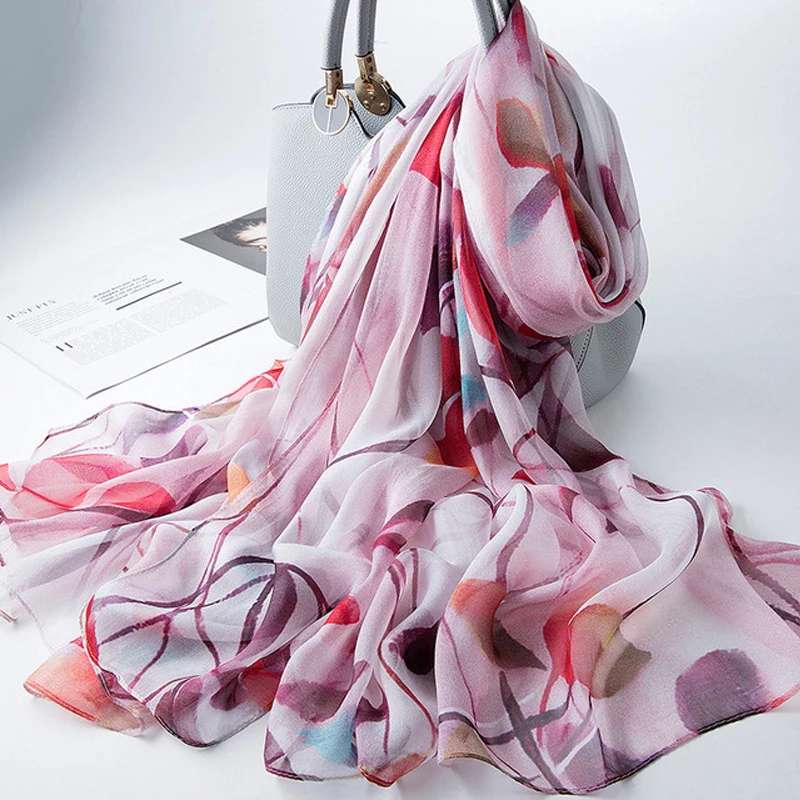 

100% Real Silk Scarf Women Luxury Brand Silk Shawl Summer Thin Silk Scarf Mulberry Silk Summer Sunscreen Silk Scraves