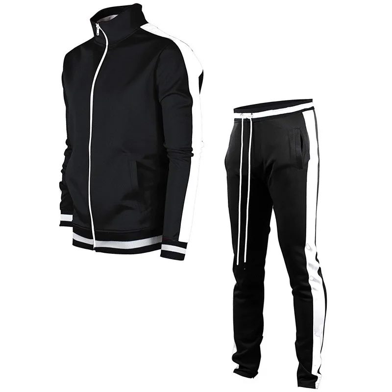 

2021 New Mens Joggers Sportswear Suit Casual 2 Piece Sets Sportswear Autumn Fashion Stand Collar Sweatpants Tracksuit Men