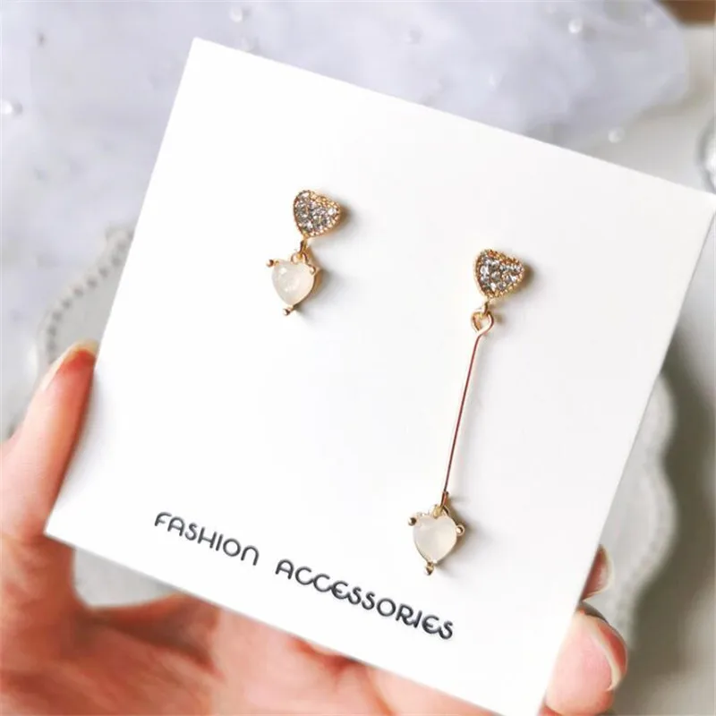 

Асимметричные корейские серьги в форме сердца с кристаллами женские очаровательные серьги ювелирные изделия вечерние аксессуары
