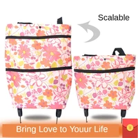 reusable grocery bags with wheels foldable shopping bags large capacity produce bags for grocery for fruit vegetables waterproof