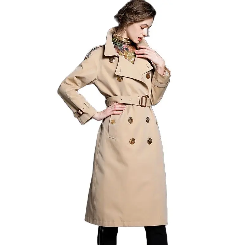 

2021 Spring Women's New Casual Mid-Length Double-Breasted Overcoat Fashion Waist-Controlled All-Matching Jacket and Trench Coat