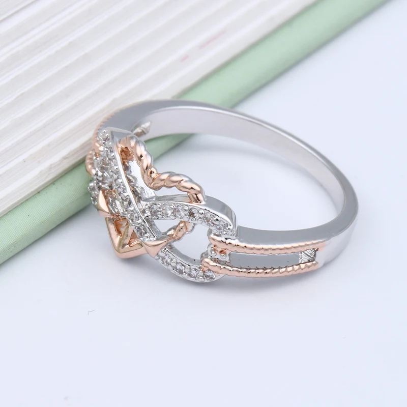 2 цвета розовое золото/Черное золото сладкий стиль сердце тренд Бесконечная