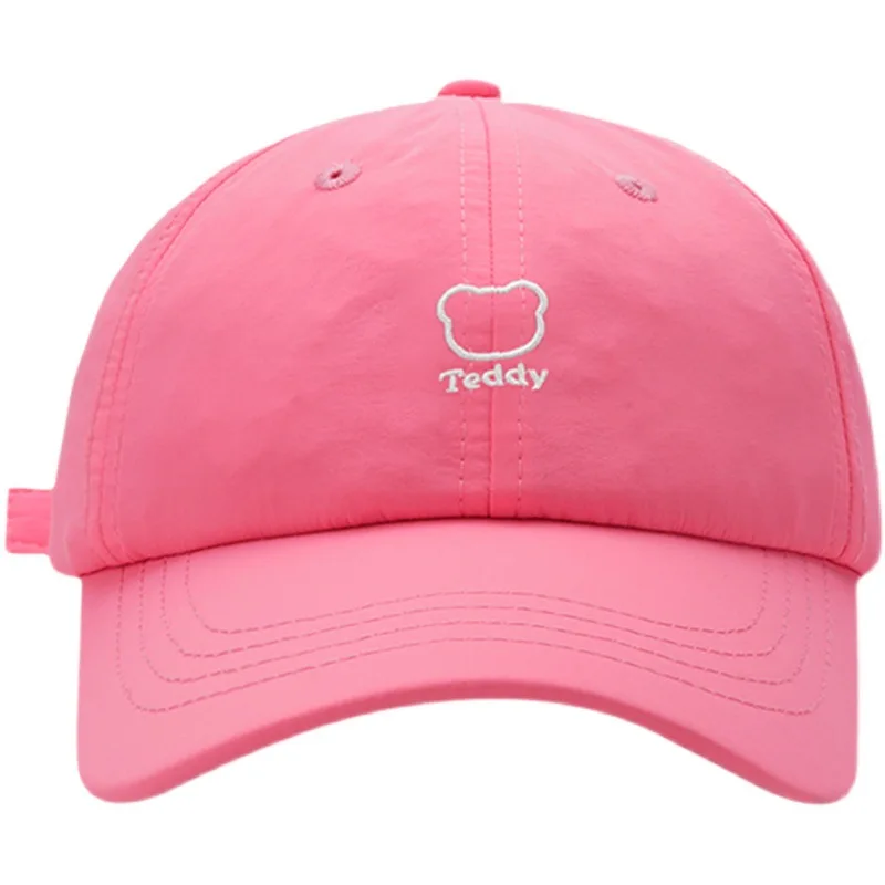 

Hat Female Korean Summer Casual Solid Color Net Red Bear Embroidery Baseball Cap All-match Cap Bright Color Sun Hat Cute Hat