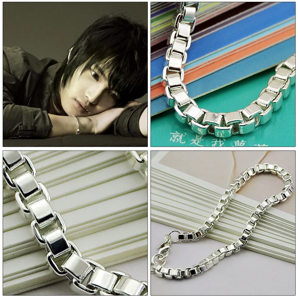 

Free shipping fashion 925 sterling silver men jewelry box man bracelet boy fine bracelet solid silver bracelet 4MM18-23CM
