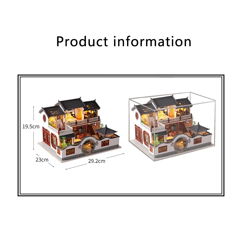 

3D DIY Dollhouse Kit Ancient Chinese Style Doll House Creative Handmade Villa Elegant and Dignified Gift for Everyone with LED