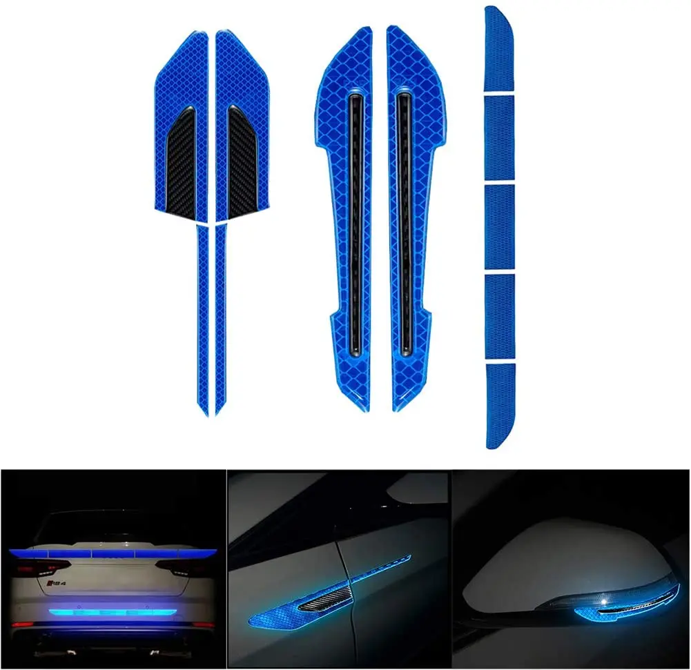 

Automotive Reflective Car Side Mirror and Fiber Side Door Fender Reflective Warning Molding Trim Sticker Safety Markers (Blue)