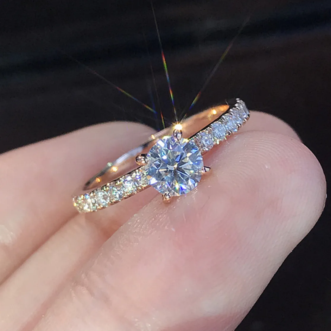 

Noble Crystal Wedding Engagement Lord Of The One Rings For Women Fashion Luxurious Ring Size 5-11