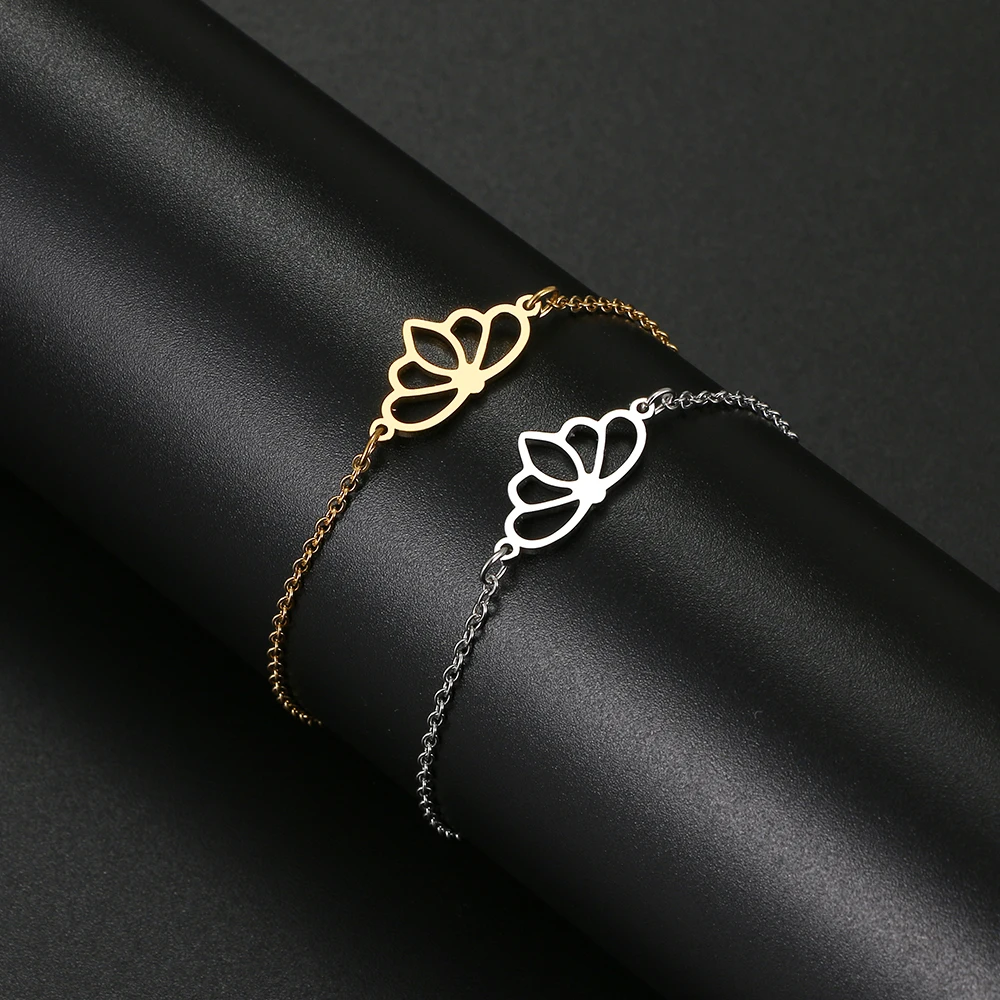 Классические изысканные браслеты из нержавеющей стали с лотосом модная цепочка
