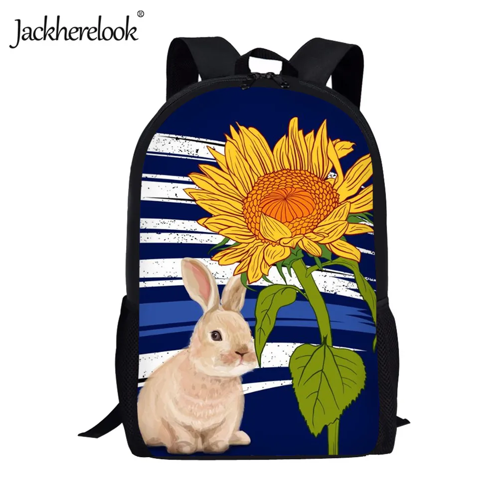 Большой Школьный ранец для девочек с милым кроликом и цветочным принтом