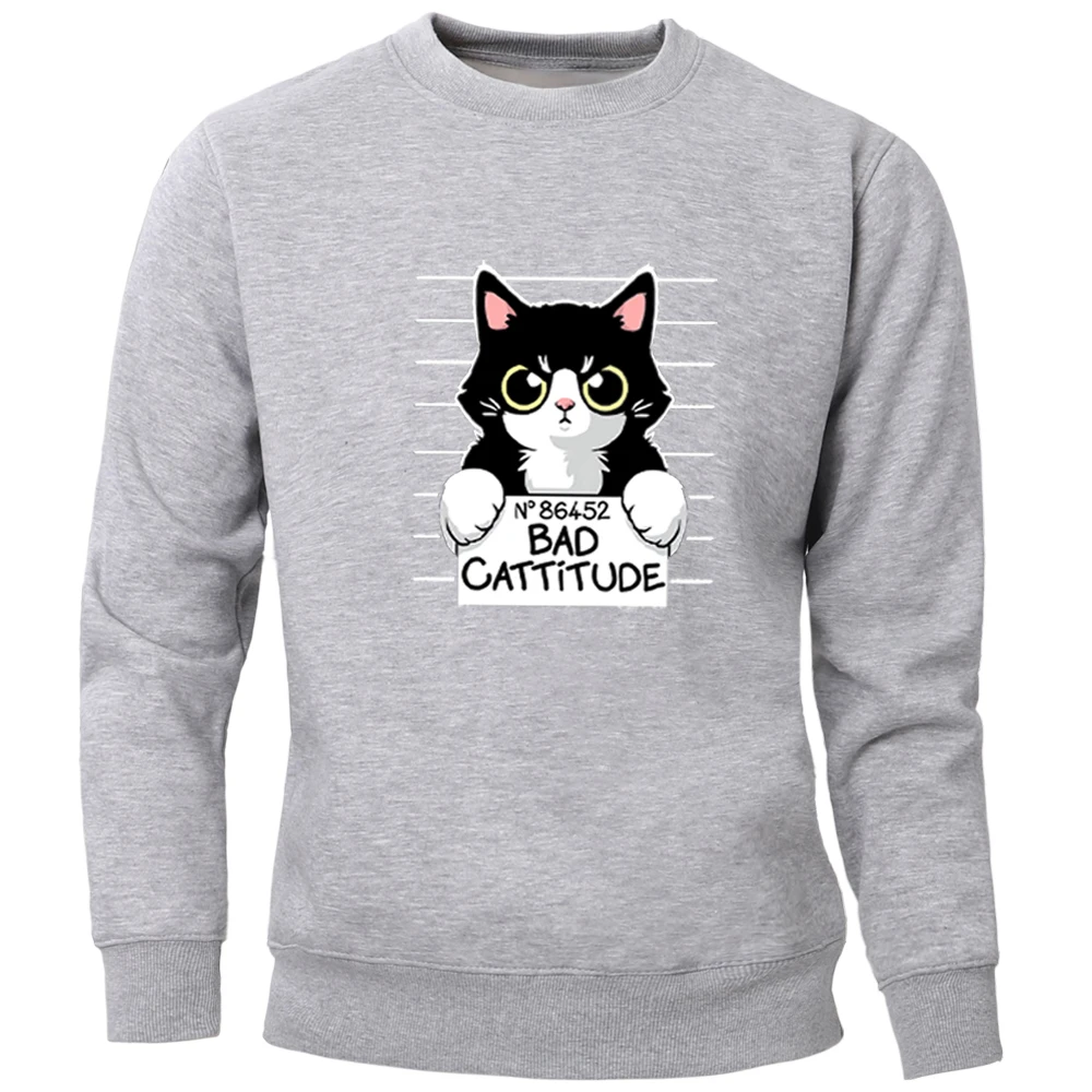 

Bad Cattitude Cat Prisoner Hoodies Brand Sweatshirts Men's Crewneck Tracksuit Autumn Winter Pullovers 2020 Harajuku Streetwear
