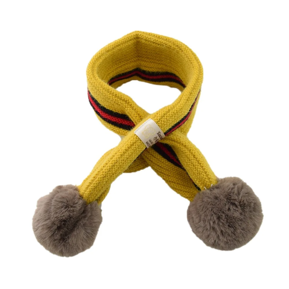 

Striped Wool Ball Children's Scarf Hot Selling Woolen Scarf Women Imitation Cashmere Children Scarf