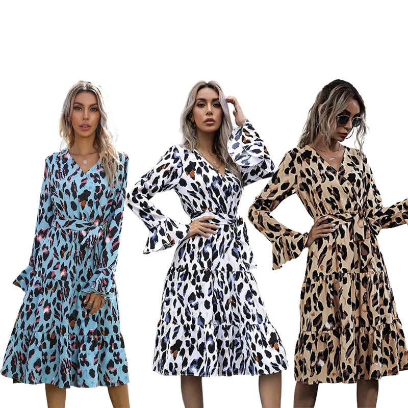 

Женское винтажное платье с V-образным вырезом, длинным рукавом