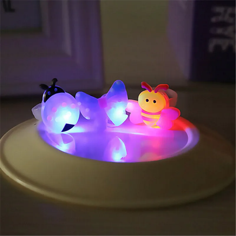 

10pcs/lot Kids Cartoon LED Flashing Light Up Glowing Finger Rings Electronic Christmas Halloween Fun Toys Gifts For Children