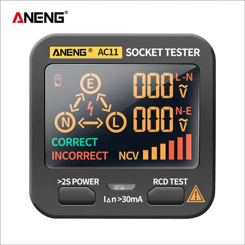 

ANENG AC11 Multifunction Socket Tester Outlet Rcd Gfci Test & Voltage Detector Home Essentials