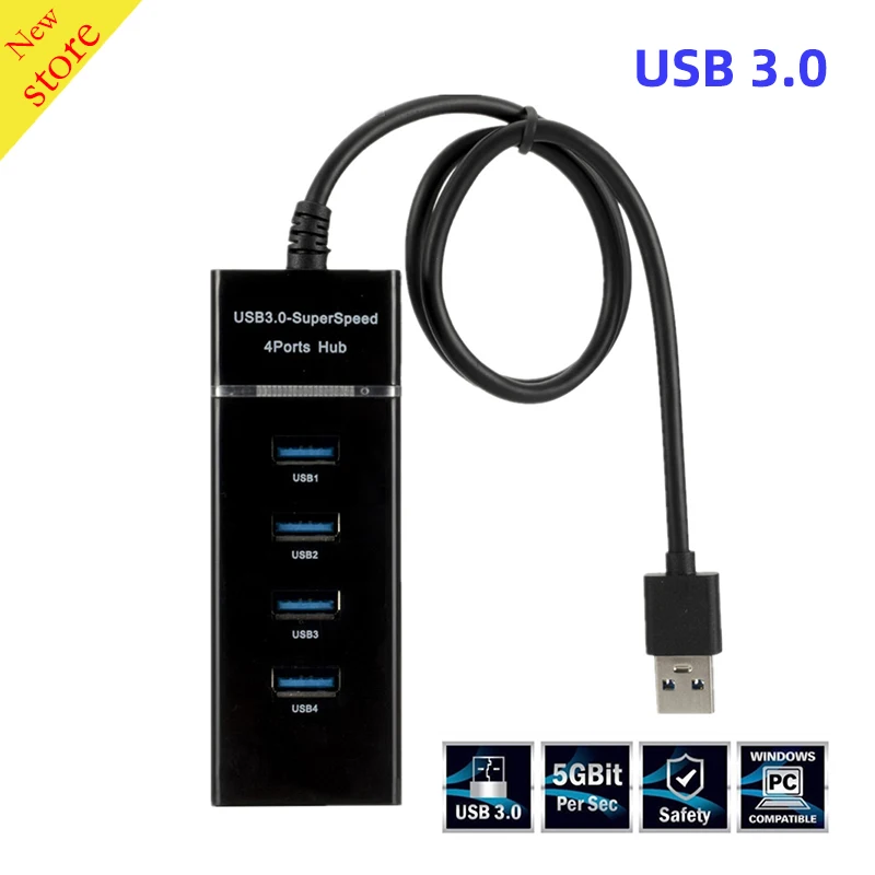 Черный 4 Порты USB 2 0 3 HUB Высокоскоростной разветвитель мульти расширительный бак