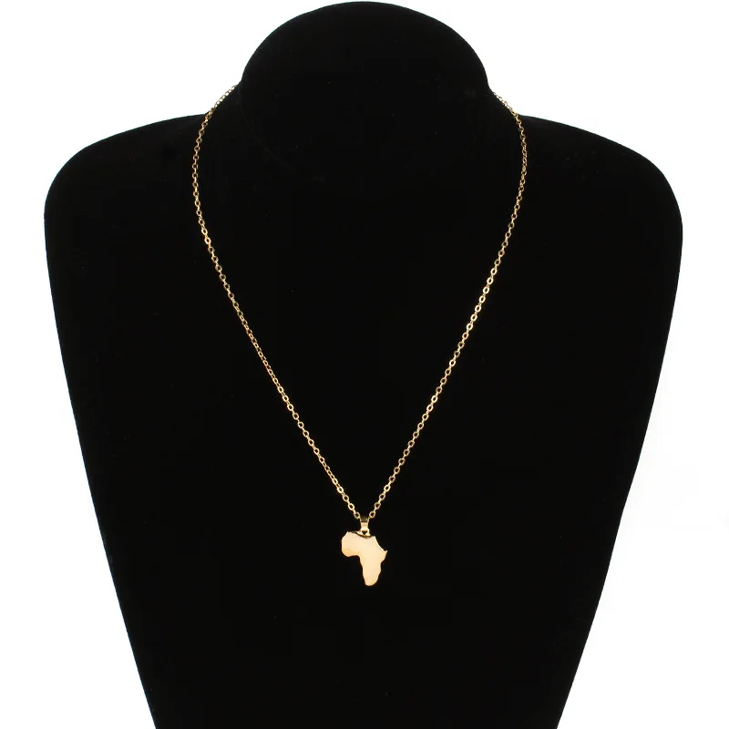 Модный кулон Карта Африки ожерелье для женщин Цвет золотистый серебристый