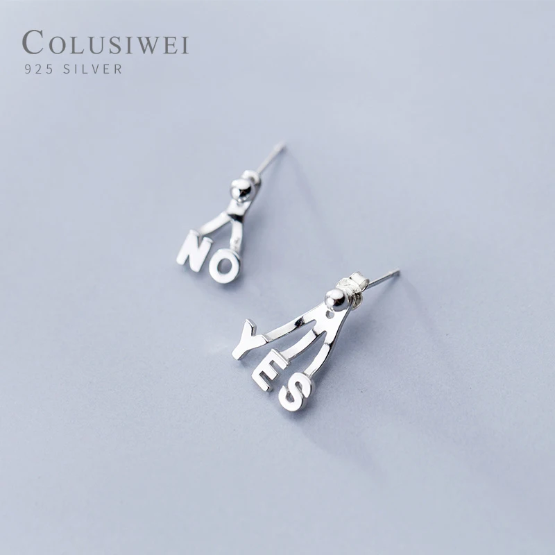 

Colusiwei 100% Genuine 925 Sterling Silver Exquisite Letter Yes No Stud Earrings for Women Fashion Sterling Silver Jewelry