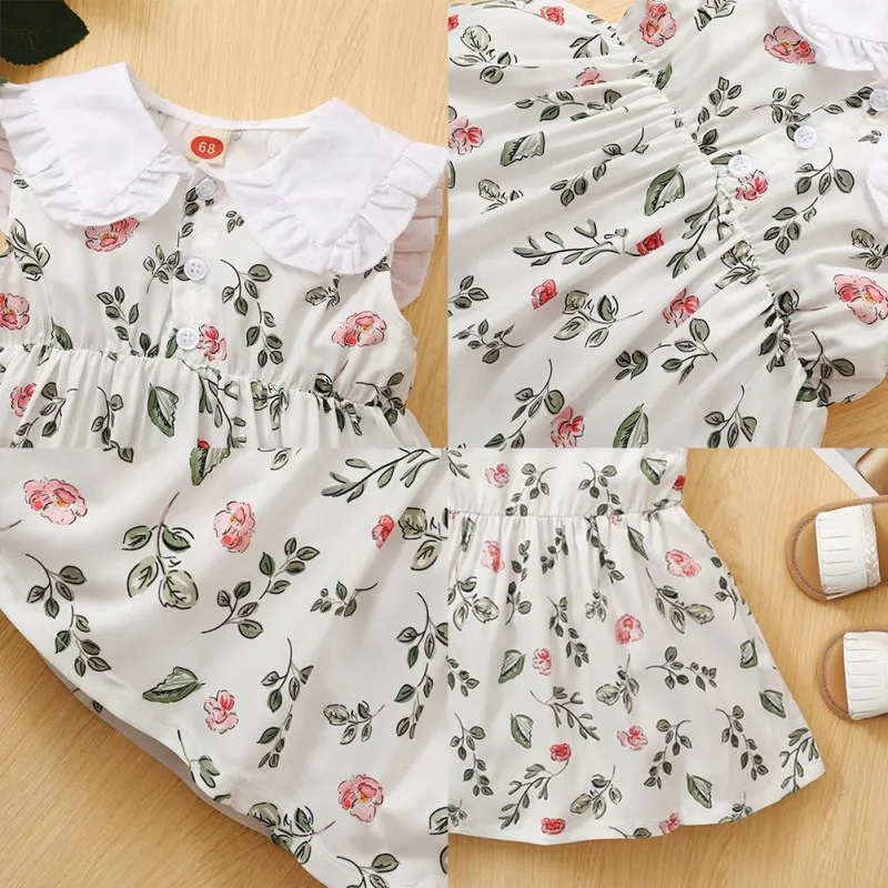 

Summer Cute Casual Girls Dress Floral Pattern Dress Baby Girl Sleeveless Kids Princess Dresses