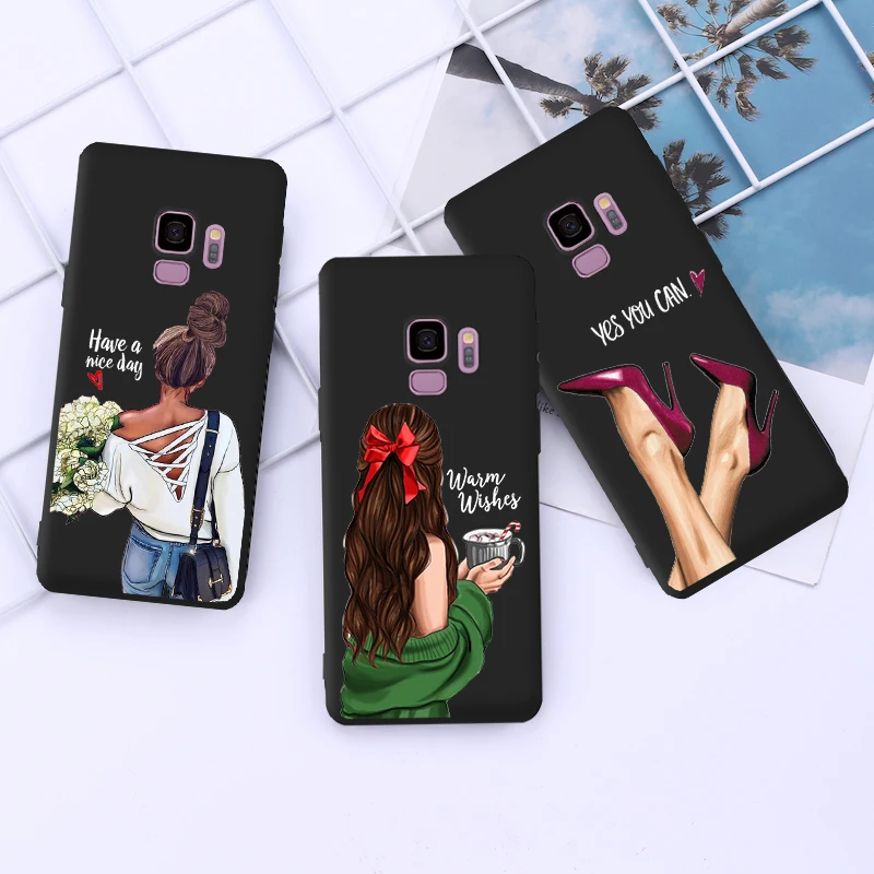 Черный чехол для Samsung S10 S9 S20 Plus S10E S8 S7 Edge Coffee Модный женский Note 20 10 Pro 8 9|Бамперы| |