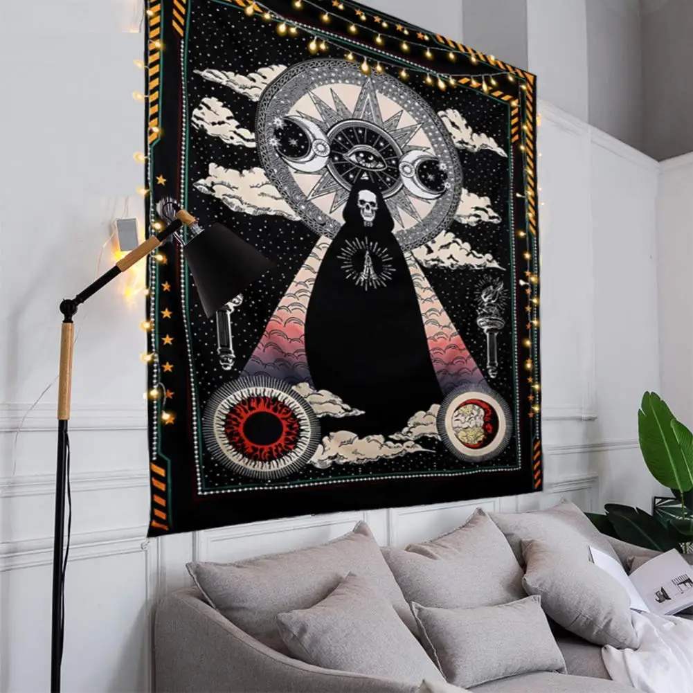 Солнце и луна звезды облако черная чакра готический Таро гобелен волшебник череп