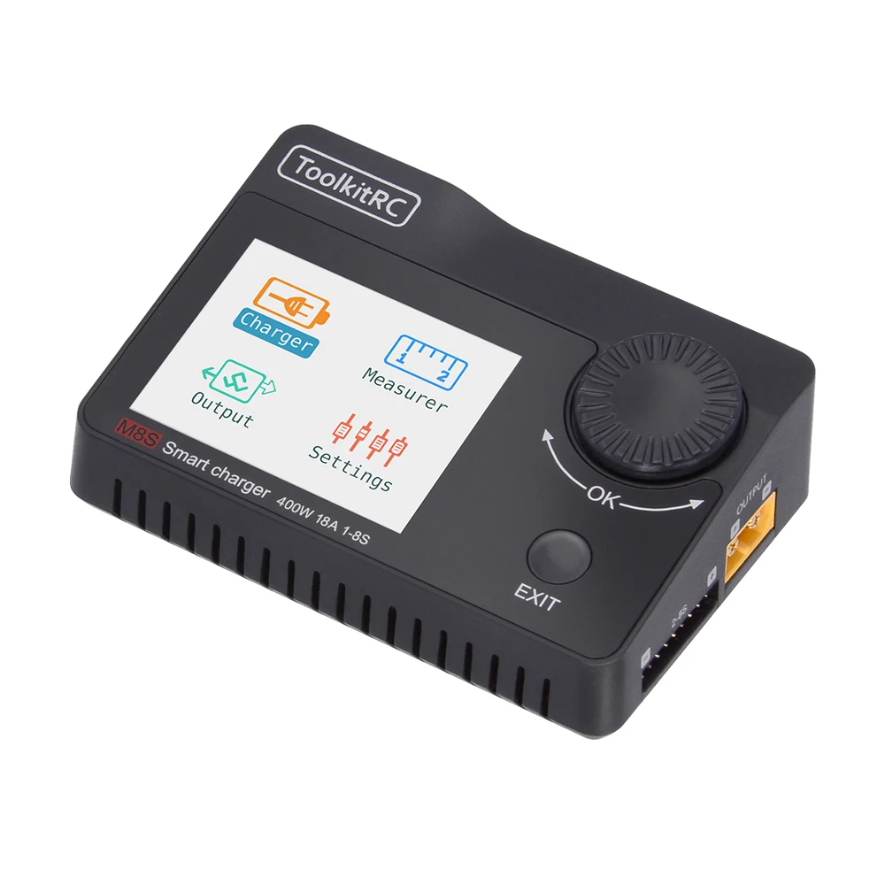 

ToolkitRc M8s 400w 18A Color Screen Compact DC Charger & Measurement Device For 1-8S Lipo LiHV Life Lion NiMh Pb
