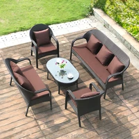5 piece set outdoor pe rattan sofa chat set wicker patio furniture with cushion for garden poolside hotel