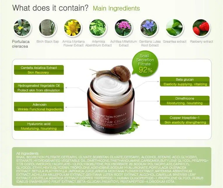 MIZON All In One Snail Repair Cream 75 мл уход за порами крем для лица Лечение шрамов от акне антивозрастной увлажняющий крем для лица