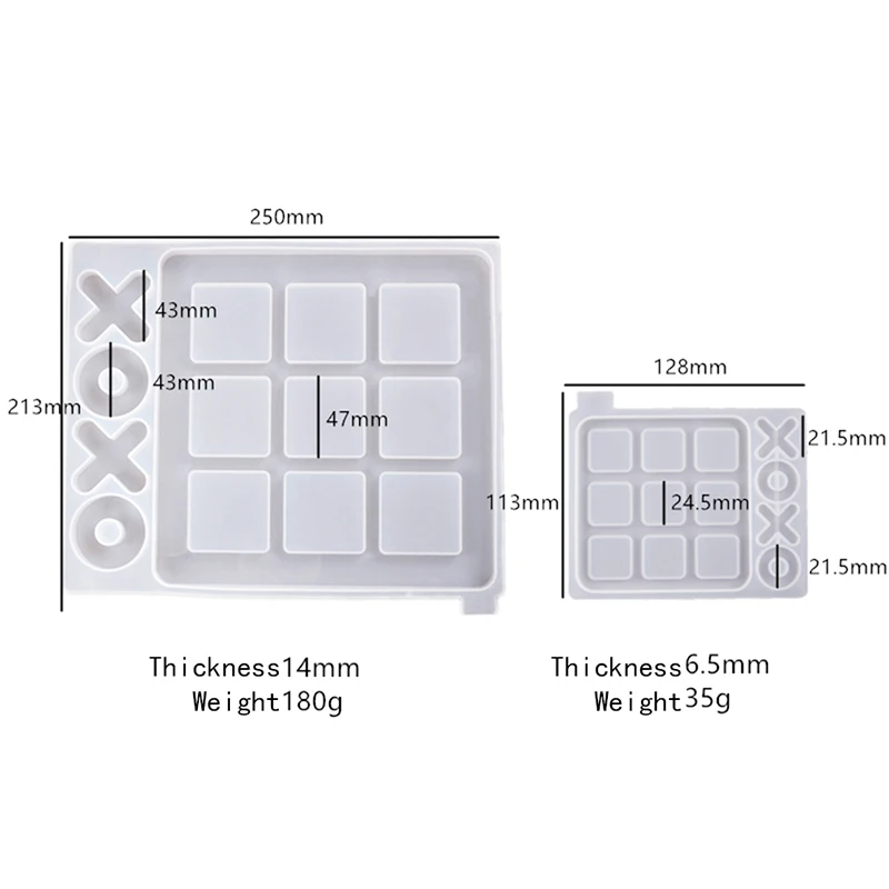 

2pcs/set Creative Tic-Tac-Toe ox chess game silicone mirror mold for DIY Jewelry Accessories Making Epoxy Resin
